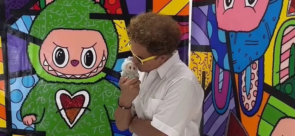 Romero Britto - quadro com Labubus