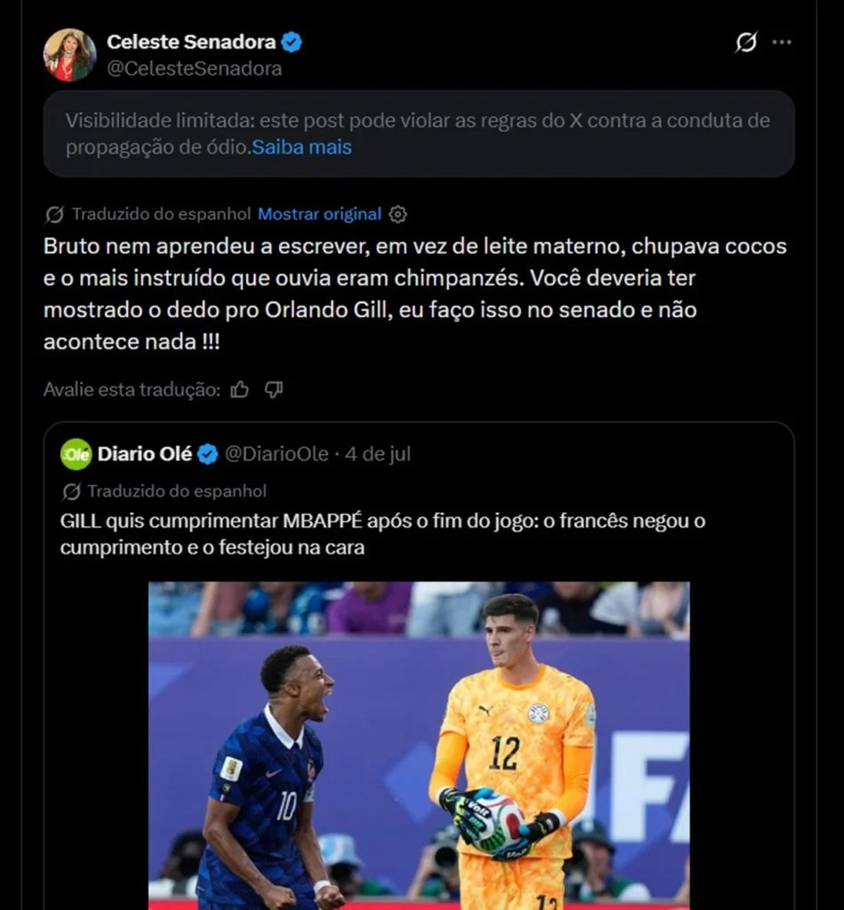 Senadora Celeste - post racista